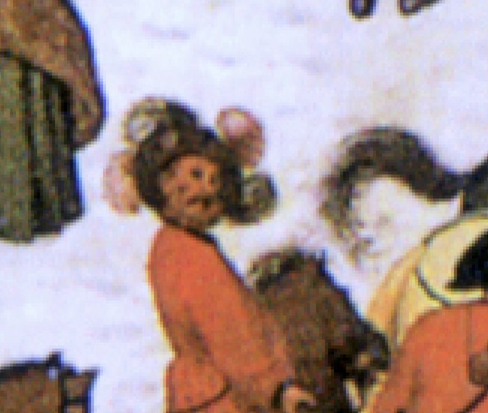 The commander in the unaltered painting, resembling the Duke of Alba.